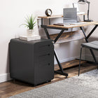 Vinsetto 3-Drawer Letter/A4 Filing Cabinet with Wheels Lockable - Black-A big drawer for hanging files (legal size, A4, letter size)
