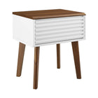 Modway Render End Table - Walnut White-Mid-Century Nightstand