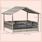 PawHut - Maison pour chien en osier avec coussin amovible lounge gris foncé-Fabriquée en acier avec du rotin PE résistant aux intempéries et un toit supérieur, résistante aux UV et à l'eau, adaptée à tous les types de temps 