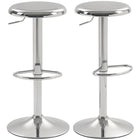 HOMCOM Adjustable Steel Breakfast Bar Stools - Silver - 2 Pack-Set of 2 bar stools with a striking silver finish for an elevated decor look
