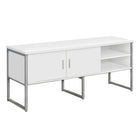Monarch Specialties 72" L Office Credenza - Storage - White Laminate - Silver Metal-Sleek and contemporary 72"l white laminate, commercial grade office credenza with modern silver metal adjustable legs and a fully finished back for a trendy and stylish home office or professional setting