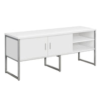 Monarch Specialties 72" L Office Credenza - Storage - White Laminate - Silver Metal-Sleek and contemporary 72"l white laminate, commercial grade office credenza with modern silver metal adjustable legs and a fully finished back for a trendy and stylish home office or professional setting