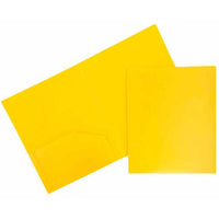 JAM Paper Heavy Duty Plastic Two-Pocket School Folders - Yellow - 6 Pack-Durable Plastic Presentation Folders | Colour: Yellow