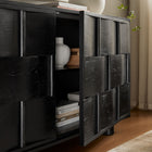 Modway Foundry Woven Design Buffet Storage Cabinet - 71" - Black-Cable Management Holes