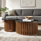 Modway Fortitude Round Faux Marble Top Nesting Coffee Table Set - Walnut Black - Set of 2-7