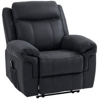 HOMCOM Manual Recliner with Vibration Massage and Side Pockets - Black-2 intensity levels, 8 massage modes, and timers for 5, 30, or 60 minutes