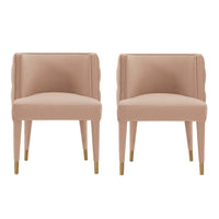 Manhattan Comfort Maya 24.02" Modern Velvet Upholstered Dining Chair - Nude - Set of 2-Modern Dining Chair for Dining Room and Task Chair Usage