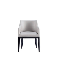 Manhattan Comfort Gansevoort 22.5" Modern Faux Leather Upholstered Dining Armchair - Light Grey-Modern Dining Chair for Dining Room and Task Use