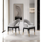 Manhattan Comfort - Lot de 2 fauteuils de salle à manger Carrington 53,1 cm, style moderne glamour, revêtement en velours gris clair-Cadre en bois de bouleau séché au four avec assemblages à tourillons et coins renforcés