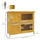 PawHut - Clapier en bois pour lapin avec 2 grandes rampes et plateaux pour la maison principale, jaune-Fabriqué à 100 % en bois massif pour plus de durabilité 