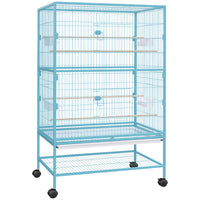 PawHut 52" Steel Bird Cage with Rolling Stand - Light Blue-Multiple doors for easy access to the inside area
