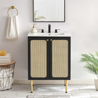 Modway Chaucer 24" Bathroom Vanity - Black/White-Metal Cabinet Knobs