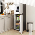 HOMCOM 4.6 cu ft  Mini 2 Door Fridge with Freezer - Silver-Reversible refrigerator door meets different room layout