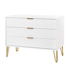 Manhattan Comfort DUMBO Modern Nightstand, Dresser Set and 5-Drawer Tall Dresser Set - White-Snap It Assembly! Includes High Quality Internal Click Grooves for a Simple Assembly, No Tools Required!