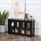 HOMCOM - Armoire de rangement de cuisine moderne 42 po L avec 2 portes coulissantes en verre - café-Les portes coulissantes donnent accès aux deux côtés du meuble sans nécessiter d’espace pour l’ouverture 