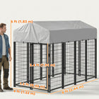 PawHut Dog Kennel House - Metal - Playpen Patio Shelter with Roof-12 welded wire panels include a secure, escape-proof door
