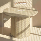 HOMCOM Round Coffee Table with Slatted Column Base - Natural Wood-Felt pads protect flooring and stabilize on uneven surfaces