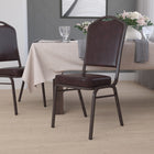 Flash Furniture – Chaise de banquet empilable Hercules à dossier en couronne, vinyle brun avec cadre à veine cuivre-Siège et dossier rembourrés