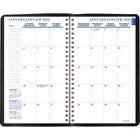Staples - Agenda hebdomadaire/mensuel 2026 - 8 po H x 4 7/8 po l - noir - bilingue-Hebdomadaire : une semaine sur deux pages avec reference des mois passes / presents / futurs et section de notes en bas à gauche, mensuel : un mois sur deux pages avec reference du mois passe / present / futur, format bloc et section de notes sur le côte