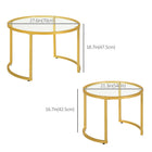 HOMCOM - Tables gigognes modernes avec plateau en verre - ton doré - Paquet de 2-Structure en acier pour une base stable et solide