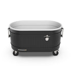 Permasteel 80 qt Rolling Cooler - Black-Drain plug allows for easy emptying of melted ice and excess water