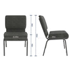 Flash Furniture HERCULES Series 21"W Church Chair with Silver Vein Frame - Dark Grey Fabric-Book Pouch on Back