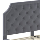 Flash Furniture - Lit plateforme Brighton très grand touffeté en tissu gris clair-15 lattes en bois