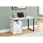 Monarch Specialties 7762 48" Computer Desk - White Marble Left Or Right Facing-The storage unit can be installed on the left or right side as desired; Finished on all sides for flexible placement anywhere in a home office