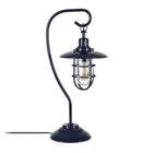 Hudson&Canal Bay 22" Tall Nautical Table Lamp with Glass/Metal Shade - Navy Blue/Clear-Paired with a clear globe glass and metal shade