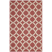 Modway Cerelia Moroccan Trellis Indoor/Outdoor Area Rug - 8 ft W x 10 ft L - Red/Beige-Moroccan Trellis Area Rug