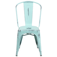 Flash Furniture – Chaise empilable en métal vieilli pour l’intérieur, bleu onirique (ET3534DB)-Chaise empilable de style bistro
