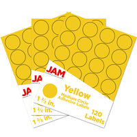 JAM Paper Round Circle Label Sticker Seals, 1 2/3 inch diameter, Yellow, 3 Sets of 120 (147627067g)-Size: 1.66"