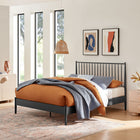Modway - Adair Fuseau Métal Lit de plateforme King, Charbon de bois-Tête de lit à fuseau