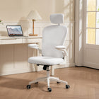 Vinsetto - Chaise de bureau en maille avec appui-tête et soutien lombaire 4D - blanche-Soutien lombaire 4D réglable haut/bas et avant/arrière, soulage la pression du bas du dos