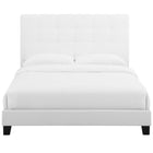 Modway Melanie Tufted Button Upholstered Fabric Queen Platform Bed - White-Wood Frame/LVL Slats/MDF Headboard