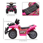 Aosom Toddlers 6V Battery Powered Ride-on ATV with Music - Pink-Button on the handlebar for moving forward, with a speed of 1.24mph 