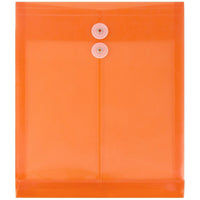 JAM Paper Plastic Envelopes with Button and String Tie Closure, Letter Open End, 9.75 x 11.75, Orange Poly, 12 Pack (118B1OR)-Orange