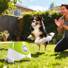 PawHut Automatic Dog Ball Launcher with 5 ETPU Tennis Balls - Green-A 6600mAh battery supports up to 3000 launches for extended, cordless fun 