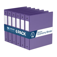 Davis Group Premium Economy Binder - Round Ring - 1.5" - Purple - 6 Pack-3 Ring Binder