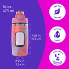 Bubba - Bouteille d’eau pour enfants Flo bubba, 473 ml, large ouverture, manchon en silicone, couvercle à bouton-poussoir, lavande/givrée/teinture sur nœud-Design portable avec une poignée de transport intégrée et un couvercle à bouton-poussoir pour boire d’une seule main