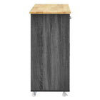 Modway Culinary Kitchen Cart With Spice Rack - Charcoal Natural-Full-Glide Drawers