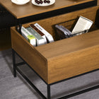 HOMCOM Lift Top Coffee Table with Hidden Storage Compartment - Teak-Material: Particle Board, Metal
