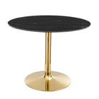 Modway Verne 40" Artificial Marble Dining Table - Gold Black-Modern Dining Table