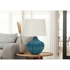 Monarch Specialties 24" H Transitional Table Lamp - Blue Ceramic / Ivory / Cream Shade-The 3-way rotary switch can hold a single bulb with a maximum outage of 100W/120V (not included), allows you to adjust the level of illumination and ambiance in a room