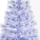 HOMCOM 5' Pre-Lit Artificial Christmas Tree with LED and Optical Fiber - White-Colours: White/Blue Tree, Seven Multi-Colour Fiber Optics/LEDs 