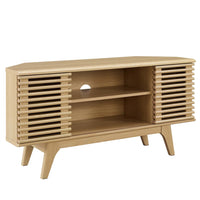 Modway Render 46" Corner TV Stand - Oak-Mid-Century Modern Corner TV Stand