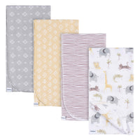 Gerber Childrenswear - Couverture de réception en flanelle - Animaux + Géo - Lot de 4-Le nouveau compagnon câlin de votre tout-petit, ce pack de 4 présente un assortiment de couleurs et de motifs pour piquer sa curiosité