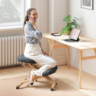 HOMCOM Ergonomic Kneeling Posture Chair with Wheels - Dark Grey-Features 2.8 inch (7 cm) cushions and an integrated knee pad for superior comfort