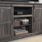 Manhattan Comfort Myrtle 60" Traditional TV Stand - Heavy Brown-Includes 2 Sliding Doors on an Exposed Metal Glide with 7 Shelves