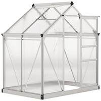 Outsunny - serre en polycarbonate - 6 pi x 4 pi x 6,6 pi - argent-Alliage d'aluminium de haute qualité et panneau en PC dans une construction solide  
